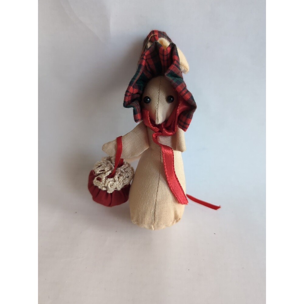 Vtg Colonial Mouse Christmas Ornament Grandma Lassay Fabric Hand Made